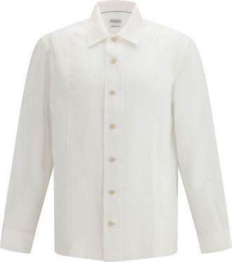 Brunello Cucinelli White Linen Dress Mens Shirt