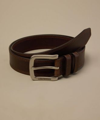 Lucky Brand Triple Needle Stitch Leather Belt