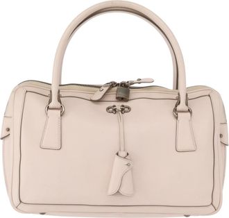 Ferragamo Gancini Handbag Leather Pink Leather Handbag (Pre-Owned)