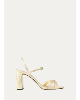 Jimmy Choo London Elsy 85 Metallic Leather Sandals