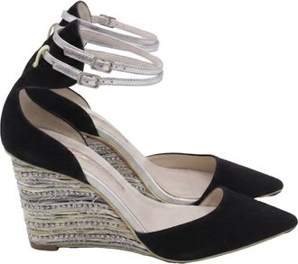 Sophia Webster Lexi Beaded Wedge Pumps in Black Suede