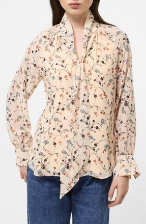 French Connection Leithia Whispy Chiffon Top In Bisque Multi