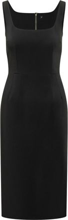 Dolce & Gabbana Black Solid Square Neck Midi Dress