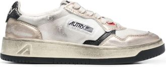 Autry Sup Vint Low Wom Sneakers In Calf Leather Wht/Gold For Women Avlw Ms09 Wht/Gold