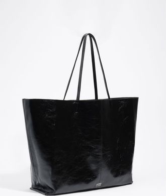 Bimba & Lola Shiny leather maxi shopper bag in Black at Nordstrom