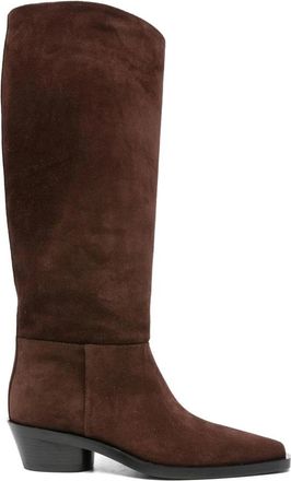 Proenza Schouler Bronco Suede Kniehoge Laarzen - Dames - Cowboylaarzen - Bruin - 38 1/2 EU - Schoenen