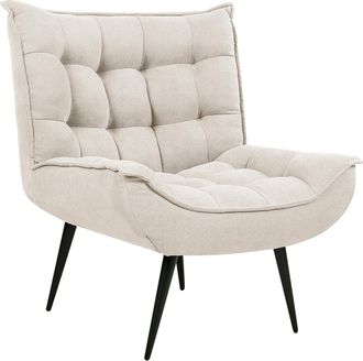 Beliani Sill&oacute;n De Poli&eacute;ster Beige Claro Metal Negro Sin Reposabrazos Ocio Sala De Estar Dormitorio Moderno Alvesta