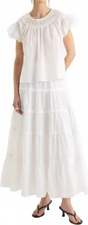 Merlette Marisol Bubble Sleeve Top In Whitetop