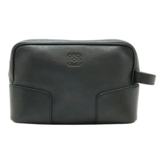 Loewe Pre-owned Clutches, female, Black, Size: ONE SIZE Pre-owned Anagram Leather Clutch Bag