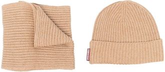 Dsquared2 knitted beanie hat and scarf set - men - Cotton/Wool - One Size - Neutrals