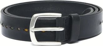 Orciani Zwarte leren riem met stoffen details - Heren - Riemen - Zwart - 105 CM - Leer - Accessoires