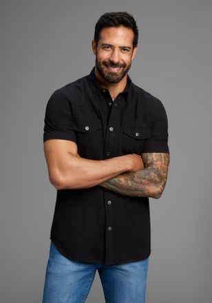 Arizona Jeanshemd ARIZONA, Herren, Gr. 47/48 (XXXL), N-Gr, schwarz (schwarz washed), Jeans, Obermaterial: 100% Baumwolle, unifarben, Basic, normal normal, Hem