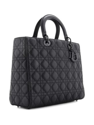 Dior Ultra Matte Lady Dior Bag Cannage Quilt Calfskin Large satchel - Zwart