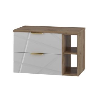 Petits Meubles Mueble bajo lavabo 2 compartimientos encimera estratificado Blanco