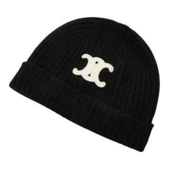 Celine Pre-owned Triomphe Cappellino in Cashmere - - Pre-owned - Donna - Nero - ONE SIZE