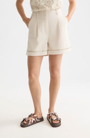 Scotch & Soda Embellished High Waist Cotton Shorts in Fog at Nordstrom, Size X-Large