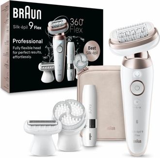 Braun Silk-&eacute;pil 9 Flex 9-360 3D, Epilatore Elettrico Donna Per Epilazione Semplice, Bianco /Rosa - Braun