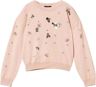 Twinset T-Shirts - Dames - Ronde hals truien - Roze - M - Truien & Vesten