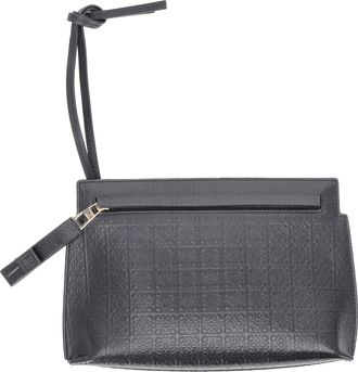 Loewe Pre-owned Womens Mini Repeat Embossed T-Pouch Bag in Black Calf Leather - One Size