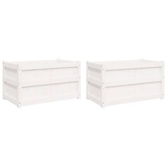 Berkfield Home Garden Planters 2 pcs White Solid Wood Pine