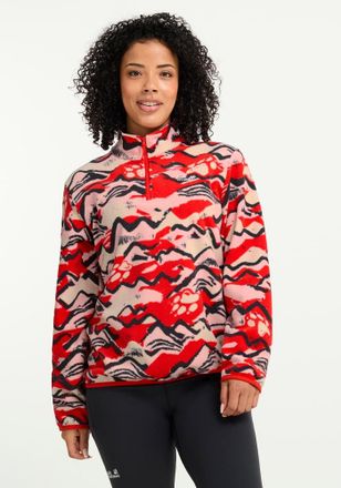 Jack Wolfskin Strickfleece-Pullover JACK WOLFSKIN PAW ERA 100 PRINT HZ W, Damen, Gr. L (42/44), mountain paw, Obermaterial: 100% Polyester, normal, Rundhals, Pullov