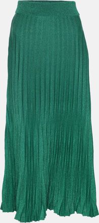 Maje Green Lurex Knit Pleated Maxi Skirt