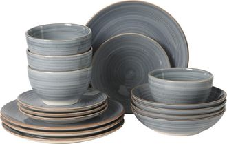 Gibson Home Stonebury 16-Piece Handpainted Stoneware Dinnerware Set in Blue at Nordstrom