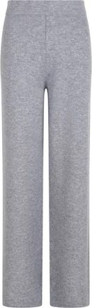 Max Mara Grijze Wijde Gebreide Broek - Dames - Wijde Broeken - Grijs - L - Wol - Broeken