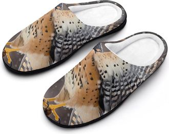 Generic Kestrel Bird In Snowy Day Mens House Slippers Memory Foam Washable Cotton Slip on Home Shoes