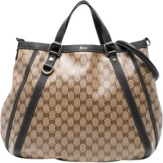Gucci Pre-owned Tote Bags, female, Brown, Size: ONE SIZE Pre-owned Canvas Tote Bag