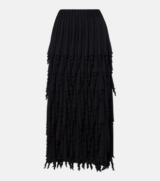 Alaia Alaïa Tiered wool and silk maxi skirt