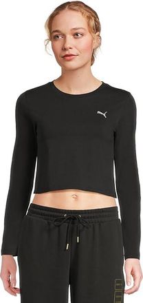 Puma Essentials Cropped Long Sleeve Baby T-Shirts Womens Clothing Puma Black : XS, Cotton/Elastane