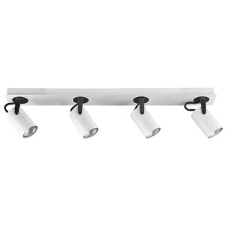 Beliani L&aacute;mpara De Techo De Metal Blanco Negro 62 Cm 4 Focos Plaf&oacute;n Luz Orientable Klip