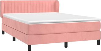 vidaXL Cama Box Spring Con Colch&oacute;n Terciopelo Rosa 140x200 Cm Vidaxl