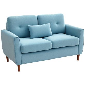 HOMCOM Sof&aacute; dos plazas 140x78x83 cm azul claro