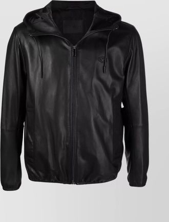 Emporio Armani lambskin hooded jacket drawstring