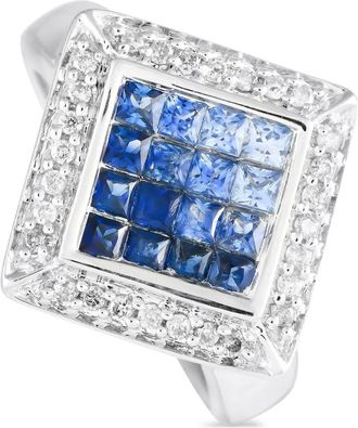 Luxury Bazaar Anello in oro bianco 14 carati con zaffiri e diamanti - Argento