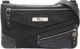 Dior Pre-owned Street Chic Trotter Canvas Leren Schoudertas - Dames - Vintage Schoudertas - Zwart - ONE Size - Leer - Vintage