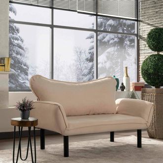 Dmora Sof&aacute; Cama 2 Plazas Hone, Almacenaje, Reclinable, Asientos 2, 140x65 Cm Blanco Crema