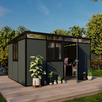 Dmora Caseta De Jard&iacute;n Sucre, Piso Antideslizante, Con Claraboya, Modular, Techo 1 Agua Hecho En Italia, Techo De Pl&aacute;stico
