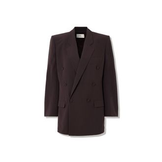 Saint Laurent Double Breasted Silk Crepe Blazer