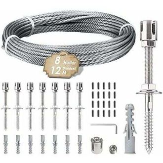OEM Soporte Para Plantas Trepadoras, Kit De Suspensi&oacute;n Con Cuerda De Acero Inoxidable De 12 M Con Cable De Acero Inoxidable De 3 Mm Y 8 Tensores Para Jard