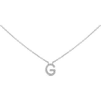 House of Brilliance 10K White Gold Diamond Accent A-Z Block Initial Pendant Necklace in White Gold | G at Nordstrom