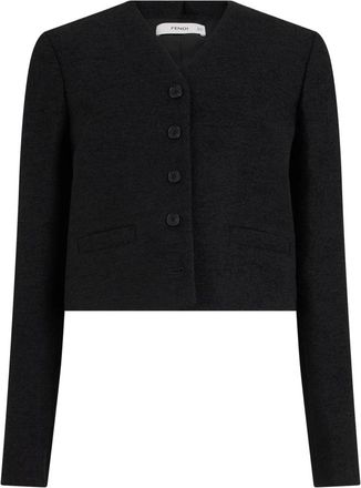 Fendi Boucl&eacute; Wol Jas - Dames - Blazers - Zwart - S - Wol - Jassen