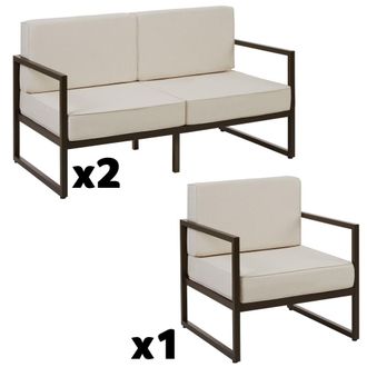 TecTake Conjunto de jard&iacute;n para 5 personas con acolchado XXL, marr&oacute;n/beige
