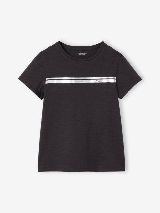 Vertbaudet M&auml;dchen Sport-T-Shirt mit Glanzstreifen anthrazit