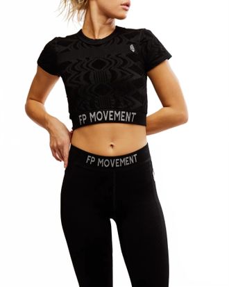 Free People Run The Distance Baby Tee In Black