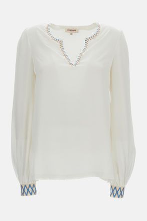 Emporio Sirenuse Blusa In Seta Vera Con Ricamo