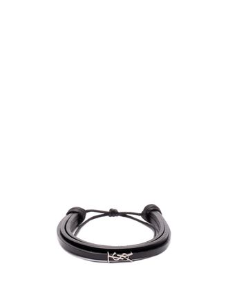 ブレスレット SAINT LAURENT BLACK LEATHER YSL BRACELET 19087949_41834704_600.jpg