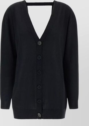 Nude wool v-neck front back cardigan